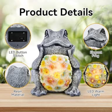 LJINNOVEX Solar Garden Frog Statue with Light– Charming Outdoor Figurine for Yard, Patio, Lawn Decorations – Unique Solar-Powered Garden Decor Gift for Mom, Grandma, Birthday, or Christmas - Image 3