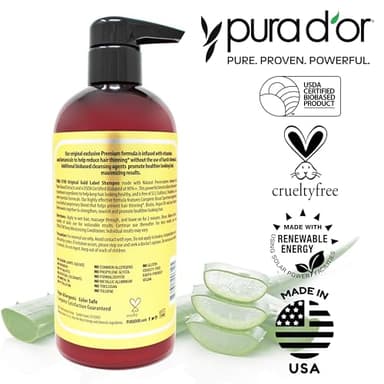 PURA D'OR Original Gold Label Anti-Thinning Shampoo Clinically Tested, Infused with Argan Oil, Biotin & Natural Ingredients, Sulfate Free, All Hair Types, Men and Women, 16 Fl Oz (Packaging may vary) - Image 7