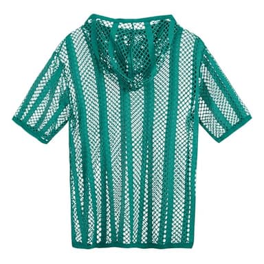 SUMABA Mens Fishnet Top Pullover Sexy See Through Short Sleeve T-Shirt Hoodies,Green XXL - Image 8