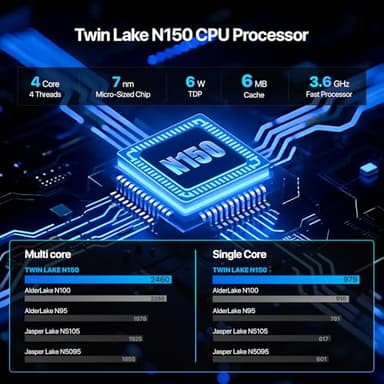 PELADN Mini PC,Twin Lake N150(Upgraded N100),16GB DDR4/512GB SSD,Type-C/Dual HD,Mini Desktop Computer,WiFi5 4K/60Hz Triple-Display USB3.2/BT4.2 Mini Computers for Home Business - Image 3