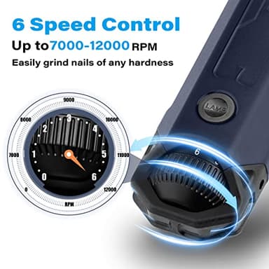 Casfuy 6-Speed Dog Nail Grinder - Newest Enhanced Pet Nail Grinder Super Quiet Rechargeable Electric Dog Nail Trimmer Painless Paws Grooming & Smoothing Tool for Large Medium Small Dogs (Blue) - Image 2