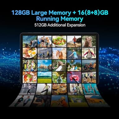 Android 14 Tablet 2025 Latest 11 Inch Tablets, 128GB+16(8+8 Expand)GB/512GB Expandable, Dual 4G Cellular with Octa-Core Processor, 2 in 1 Tablet with Keyboard, 21MP Camera/8000mAh Battery/GPS/5G WiFi - Image 2