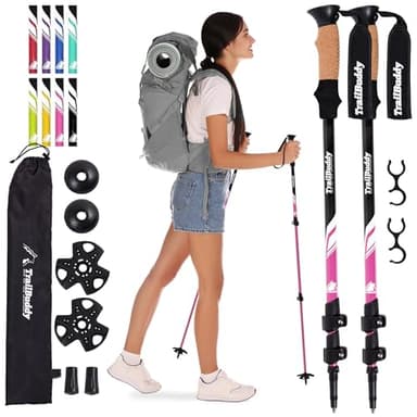 TrailBuddy Trekking Poles – Lightweight 7075 Aluminum Hiking Poles for Women, Men & Seniors – Collapsible Walking Sticks for Travel, Trails & Balance - Image 1