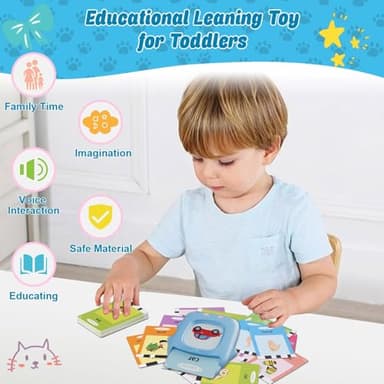 Electight Talking Flash Cards for Toddlers 3 4 5 Year Olds, Montessori Language Learning with 224 Words, Autism Sensory Toys, Speech Therapy Toys for Boys to Learn Alphabet Number Color Shapes(Blue) - Image 2