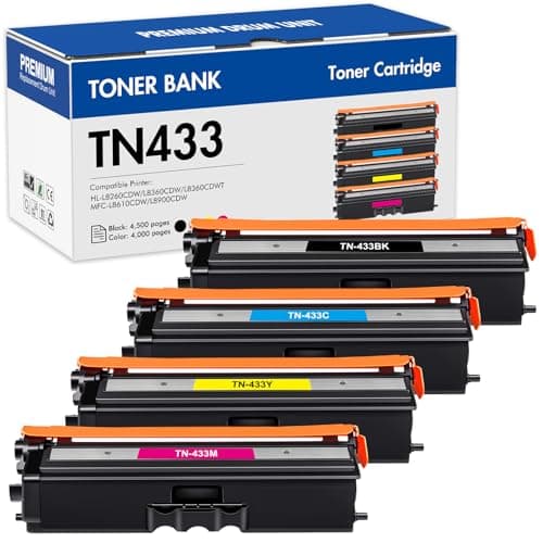 TN433 Toner Cartridge Set TN-433 MFC-L8900CDW Compatible Replacement for Brother TN433 TN 433 TN431 for Brother MFC L8900CDW HL-L8360CDW HL-L8360CDWT HL-L8260CDW MFC-L8610CDW Printer (BCYM, 4 Pack) - Image 1