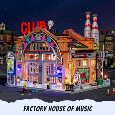 FUNWHOLE Factory House of Music Lighting Building Bricks Set - Street Fusion Music Club City Town Fully Accessible Multi-Form Modular Collection Kit 2654 Pcs for Adults & Teens & Street Culture Lovers - Image 6