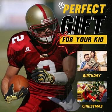 AIGEVTURE Mens Football Gloves Wide Receiver Youth Sticky Mens Receiving Gloves Best Gifts Black and Gold Medium - Image 4