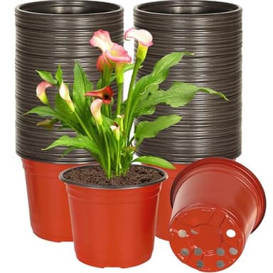 JNYONG 6 Inch 120 Pack Plastic Nursery Pots with Drainage Holes,Plastic Seed Starting Pots, Reusable Seedling Flower Plant Container for Succulents, Seedlings, Cuttings, Transplanting - Image 1