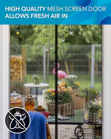 FLUX Magnetic Screen Door - Self-Closing, Pet-Friendly, Durable Polyester Mesh Screen Door with Powerful Magnetic Attachments, Keeps Bugs Out, Fits Sliding Doors and Standard Doors up to 32" x 80" - Image 9
