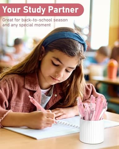 Four Candies 14Pack Pastel Gel Ink Pen Set,Cute Retractable 0.5mm Fine Point Pen,Note Taking Aesthetic Pens,12 Pack Black Ink Pens with 2Pack Highlighter, Smooth Writing Pens for School, Office (Pink) - Image 2