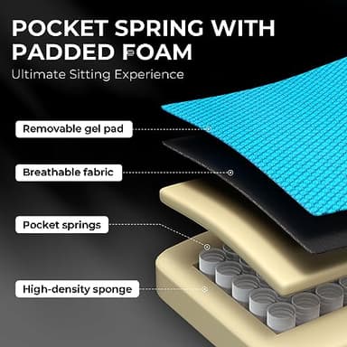 Dowinx Gaming Chair Breathable Fabric Game Chair with Gel Pad and Storage Bag, Comfortable Gamer Chair with Pocket Spring Cushion, Ergonomic Computer Chair with Footrest, Black - Image 4