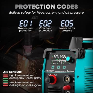 bestarc Plasma Cutter, [Pilot Arc][Large LED Display][Air Sensor]50A bestarc Plasma Cutter Machine 110/220V Dual Voltage, 1/2'' Clean Cut 3/4 Inch Max Cut, Post Flow Mesh, 2T/4T for Beginners DIY - Image 7