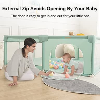 COMOMY Playpens for Toddlers, 79"x71" Baby Playard Extra Large, Safe Non-Slip Fence, Full Mesh Design, Indoor & Outdoor Kids Activity Center, Dark Green - Image 5