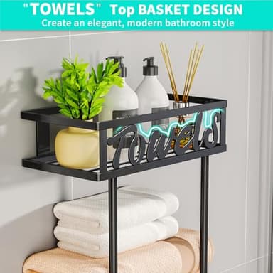 HapiRm Towel Rack Bathroom Storage - 3 Tier Over The Door & Wall Mounted Rolled Towel Racks Holder Organizer with Metal Shelf and 6 Hooks for Small Bathroom, Camper, Rv - Black - Image 9