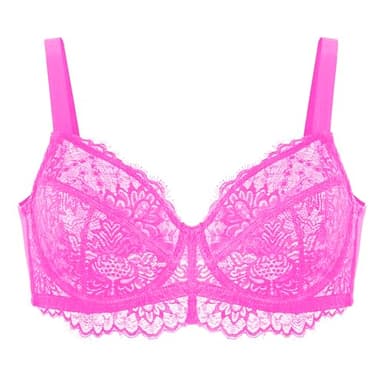 HSIA Minimizer Bra for Women - Plus Size Full Coverage Lace Bra with Underwire, Non Padded Hot Pink - Image 5