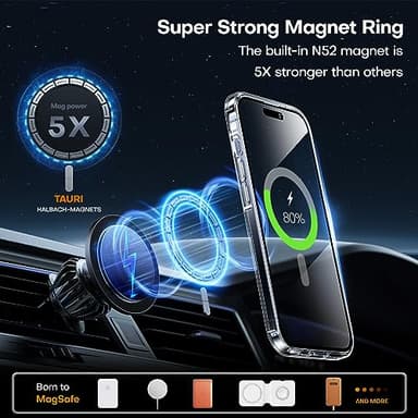 TAURI for iPhone 15 Pro Case, Compatible with MagSafe with Screen Protector, Anti-Yellowing Military-Grade Protection Shockproof Slim Magnetic Case for 15 Pro, Clear - Image 2