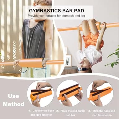 ZUETK Expandable Gymnastics Bar with Mat for Kids, Adjustable Height Junior Training Kip Bar, Folding Gymnastic Horizontal Bars Monkey Bar, Home Gym Equipment for Kid Gymnasts, Child, Girl, Boy - Image 2