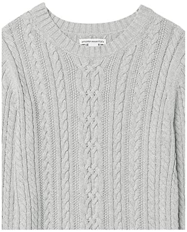 Amazon Essentials Women's Soft Fisherman Cable Long-Sleeve Crewneck Sweater (Available in Plus Size), Light Grey Heather, X-Small - Image 9