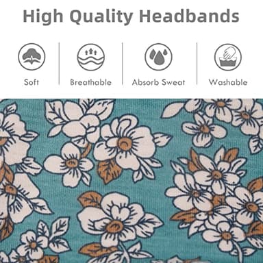 Huachi Boho Headbands for Women Wide Head Bands Yoga Workout Hair Bands for Women's Hair Non Slip Summer Womens Headbands Hair Accessories 6 Pack - Image 6
