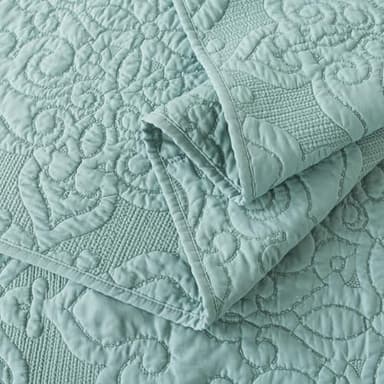Travan 3-Piece Queen Quilt Set Quilted Bedspread Oversized Microfiber Lightweight Bedspread Coverlet Set with Shams Bedding Set for All Season, Blue, Queen Size - Image 6