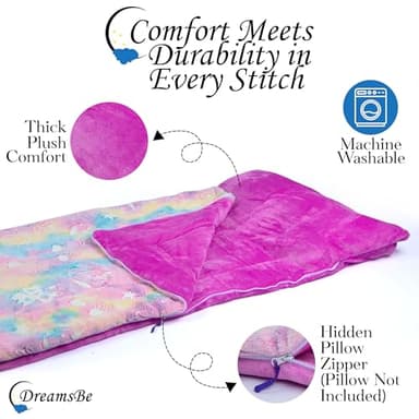 Kids Sleeping Bag with Pillow Pocket - Rainbow Glow In The Dark Boys and Girls Sleeping Bag for Kids - Large & Soft Toddler Sleeping Bags for Girls and Boy, Plush Toddler Nap Mat Gifts for Sleep Overs - Image 4