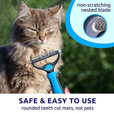 Pat Your Pet Deshedding Brush - Double-Sided Undercoat Rake for Dogs & Cats - Shedding Comb and Dematting Tool for Grooming, Extra Wide - Image 5