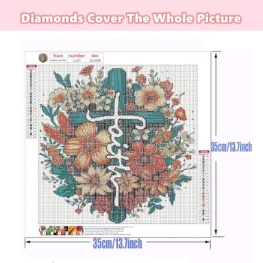 Ohhvvow Cross Flowers Diamond Art Painting Kits for Adults, 14x14 Inch Full Drill DIY 5D Diamond Painting Kits with Tools, Home Decor Craft for Relaxation & Stress Relief - Image 5