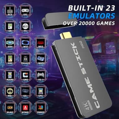 BADGOAL 2025 Upgrades Retro Game Console Stick, Nostalgia Gaming Stick, Over 20,000 Games and 23 Emulators, Upgraded Dual 2.4G Wireless Controllers, Plug & Play TV Video Gaming Stick with 64GB Memory - Image 2