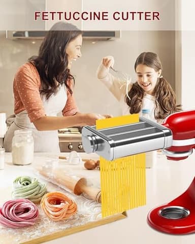 3IN1 Pasta Maker Attachment for All KitchenAid Mixers, Kitchen aid Pasta Attachment Includes Pasta Sheet Roller, Spaghetti Cutter & Fettuccine Cutter, with Cleaning Brush - Image 2
