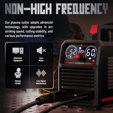 YESWELDER Plasma Cutter 60Amp Non-High Frequency Non-Touch Pilot Arc, Digital Display DC Inverter 110/220V Dual Voltage Blowback Plasma Cutting Machine CUT-60DS PRO - Image 3