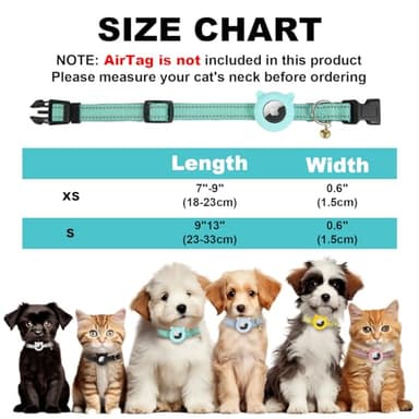 BXPAW Airtag Cat Collar,Reflective Cat Tracker Collar with Air Tag Holder and Safety Elastic Band,Breakaway GPS Collars for Girl Boy Cats,Kittens and Puppies (Green, Extra Small) - Image 4