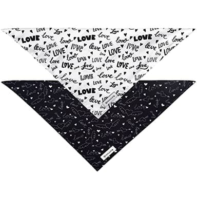 Realeaf Wedding Dog Bandanas 2 Pack, Reversible Love Pet Scarf for Boy and Girl, Premium Durable Fabric, Black and White Bandana for Small Medium Large and Extra Large Dogs (Small) - Image 3