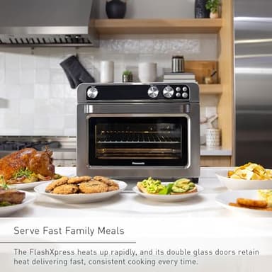 Panasonic FlashXpress Family Size Air Fryer Toaster Oven Combo, 11 Cooking Functions, 1800W PFAS-Free, Double Infrared Heating, Temperature Control Dial, Stainless Steel - NB-G211P - Image 5
