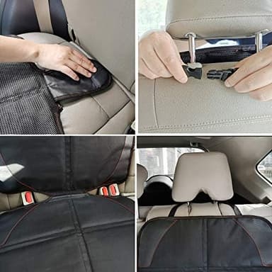 Car Seat Protector for Child, Baby, Pets -1 Pack car seat Cover with Thick Padding- Waterproof Universal Size with Mesh Pockets (Black - Image 6