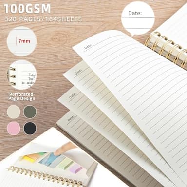 ALKALO Spiral Notebook Journal, 328 Pages Linen Hardcover College Ruled Notebook, Lined Thick Journals for Women Men, A4 Thick Spiral Journal for Writing, 100GSM Paper, Cute Notebooks for Work School - Image 6