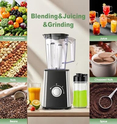 Smoothie Blender, Personal Blenders for Smoothies and Shakes, Smoothies Maker and Coffee Grinder with 2 To-Go Cups, Countertop Blender for Kitchen, BPA Free - Image 2