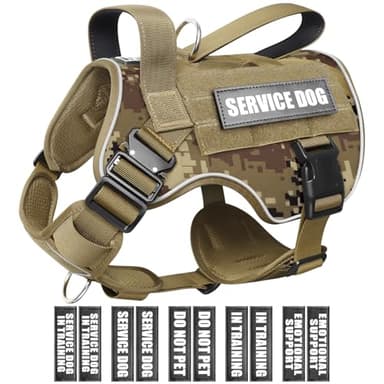 WINSEE Tactical Dog Harness for Medium Dog, Heavy Duty Service Working MOLLE Vest with 10 Pet Patches, 2X Metal Buckle Vest for Training Hunting Walking - Image 1