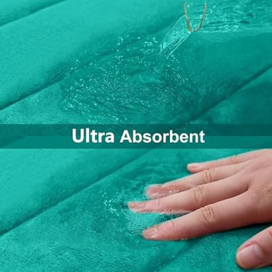 Buganda Memory Foam Bath Mat, 24" x 16", Ultra Soft and Non-Slip Bathroom Rugs, Water Absorbent and Machine Washable Bath Rug for Bathroom, Shower, and Tub, Teal - Image 5
