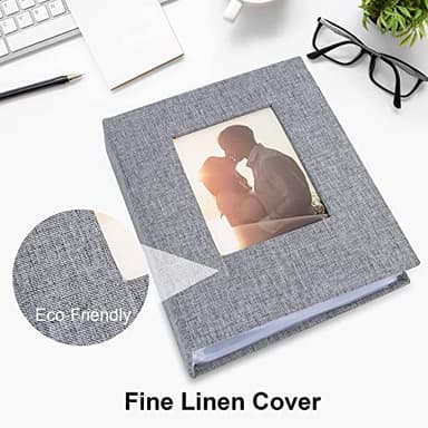 Vienrose Small Photo Album 4x6 Photos, 2 Pack Linen Cover Mini Photo Book, 26-Page Holds 52 Pictures, Artwork or Postcards Storage for Baby, Grey - Image 2