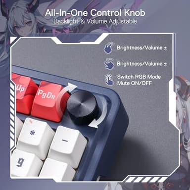 Redragon K686 PRO SE 98 Keys Wireless Gasket RGB Gaming Keyboard, 3-Mode Anime Mechanical Keyboard w/Hot-Swap Socket, Dedicated Knob Control & 5-Layer Noise Dampening, Custom Hi-Fi Linear Switch - Image 8