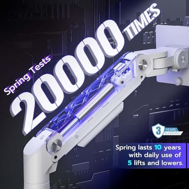 ARES WING Dual Monitor Arm Desk Mount for 17-49 Inch Ultrawide Monitors, Heavy Duty Dual Monitor Mount Holds 44 lbs, Full Motion Gas Spring Vertical Stacked Monitor Mount, 75/100 VESA Mount, White - Image 6