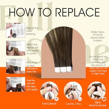 Full Shine Balayage Tape in Hair Extensions Human Hair Color 4 Brown Ombre 24 Blonde And 4 Brown Seamless Skin Weft Invisible Remy Tape in Extensions 24Inch for Women 50Gram 20Pcs Natural Straight - Image 4
