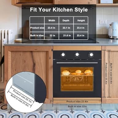 24 Inch Single Wall Oven, 2.5 Cu.ft Built-in Electric Wall Oven with 8 Cooking Functions in Stainless Steel, Mechanical Knob Control - Image 6