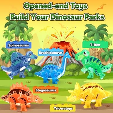 Dinosaur Toys Magnetic Tiles 3D Movable Dinos for Kids 3-5 5-7 Toddler Outdoor Sensory Toys, STEM Educational Magnetic Blocks for 3+ Years Old Boys Girls Kids Toy - Image 3