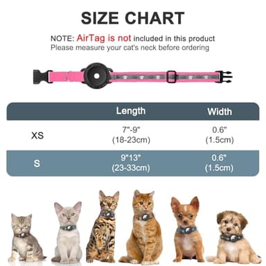 Reflective AirTag Cat Collar, Integrated Cat Tracker Collar with Air Tag Holder and Bell, Safety Elastic Band Cat GPS Collars for Girl Boy Cats, Kittens and Puppies (Hotpink,XS) - Image 6