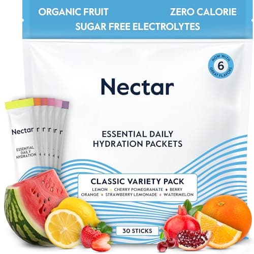 Nectar Hydration Packets - Electrolytes Powder Packets - Sugar Free & 0 Calorie - Organic Fruit Liquid Daily IV Hydrate Powder for Dehydration Relief and Rehydration (Variety 30 Pack) - Image 1