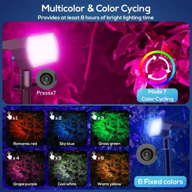 NYMPHY Solar Color Changing Lights, 7 Lighting Modes Solar Lights Outdoor Waterproof IP68, Multicolor RGB Outdoor Lights for Garden Yard Landscape Decorations- 4 Pack - Image 5