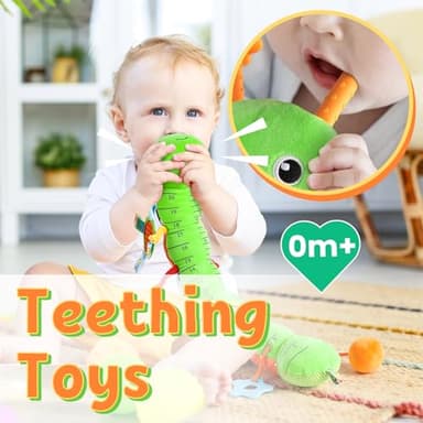 LIGHTDESIRE Baby Toys Musical Caterpillar,Infant Toys Stuffed Animals with Ruler Design,Mirror,Pull String&Ring Bell,Baby Teething Toy for Tummy Time Toy Newborn Boy Girl 3 6 12 Months(Grass Green) - Image 5