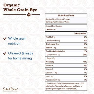 Great River Organic Milling, Whole Grain, Rye Grain, Organic, 50-Pounds (Pack of 1) - Image 2