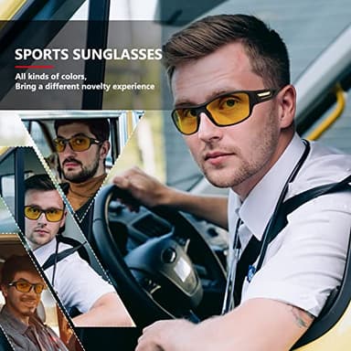 MEETSUN Polarized Sports Sunglasses for Men Women Wrap Around Driving Cycling Fishing UV Protection Black Frame Night Vision Lens - Image 2